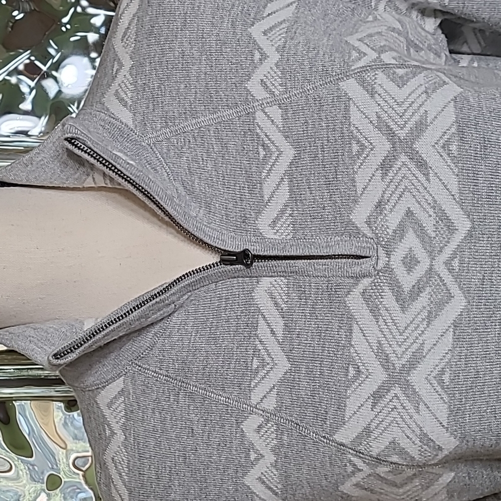 Aspen sweater 1/4 zip, kangaroo pouch, hidden thumb hole, grey white M - Picture 2 of 7